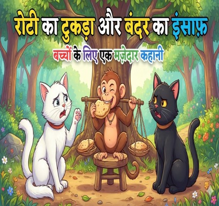 रोटी का टुकड़ा और बंदर का इंसाफ़: बच्चों के लिए एक मज़ेदार कहानी